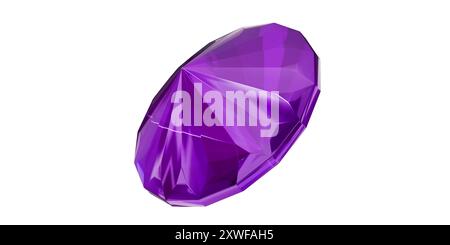 Améthyste gemme sur fond transparent, diamant de pierre précieuse violet isolé. Banque D'Images