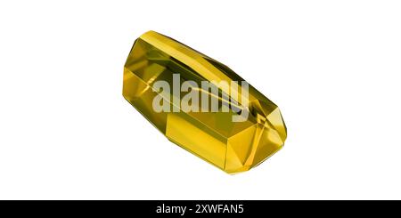 Topaz Gem sur fond transparent, diamant gemme jaune isolé. Banque D'Images