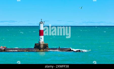 Vue aérienne du phare de Kenosha sur le lac Michigan Banque D'Images