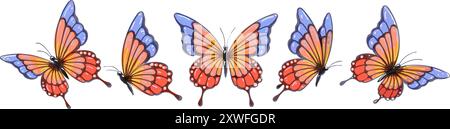 Collection de papillons colorés Illustration de Vecteur