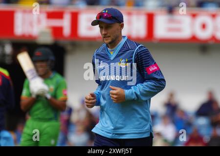 Leeds, Angleterre, 29 mai 2022. Joe Root joue pour les Yorkshire Vikings contre Leicester Foxes dans un match T20 à Headingley. Crédit Colin Edwards Banque D'Images