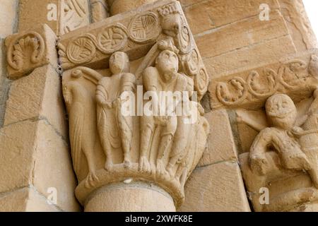 Garinoain, Ermitage Santo Cristo de Catalain (roman, XIIIe siècle). Région de Tafalla, Navarre, Espagne. Banque D'Images