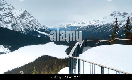 Peyto Lake ViewPoint Alberta en hiver Banque D'Images