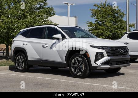 Avon - 11 août 2024 : Hyundai Tucson sel exposé chez un concessionnaire. Hyundai propose le Tucson avec un moteur SmartStream 2.5L 4 cylindres. MY:2025 Banque D'Images