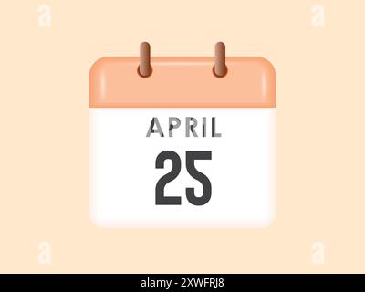 Avril 25 - calendrier et planificateur de temps. Icône de rappel du calendrier quotidien. Illustration vectorielle. Illustration de Vecteur
