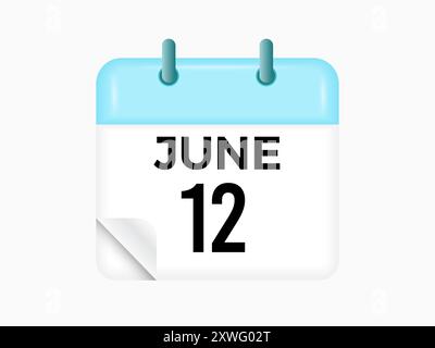 12 juin - calendrier et planificateur de temps. Icône de rappel du calendrier quotidien. Illustration vectorielle. Illustration de Vecteur