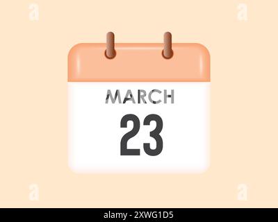 23 mars - calendrier et planificateur de temps. Icône de rappel du calendrier quotidien. Illustration vectorielle. Illustration de Vecteur