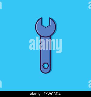 Icône de clé illustration d'éléments isolés de la fête du travail sur un fond bleu. Illustration de Vecteur