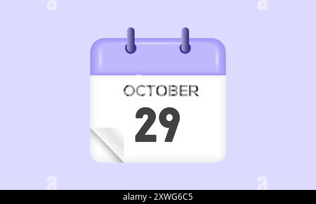 Octobre 29 - calendrier et planificateur de temps. Icône de rappel du calendrier quotidien. Illustration vectorielle. Illustration de Vecteur