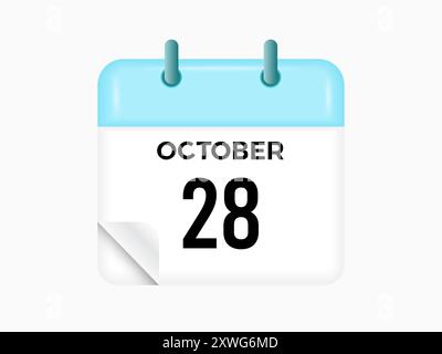 Octobre 28 - calendrier et planificateur de temps. Icône de rappel du calendrier quotidien. Illustration vectorielle. Illustration de Vecteur