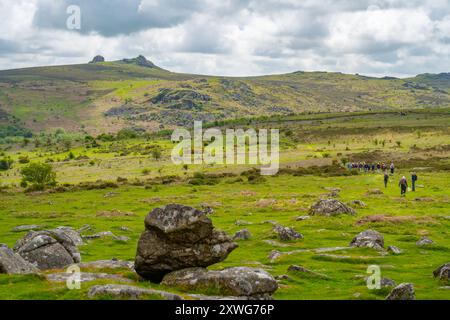 Vue vers Haytor depuis Hound Tor Dartmoor Devon Banque D'Images