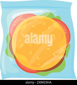 Sac en plastique pour hamburger. Icône de couleur de déjeuner à emporter isolé sur fond blanc Illustration de Vecteur