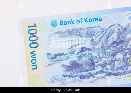 La banque nationale coréenne émet des billets de banque de nouvelles coupures de 1000 won vue arrière Banque D'Images