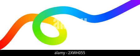 Boucle arc-en-ciel et fond squiggle. Courbe de spectre dynamique. Ligne de griffonnage multicolore. Cool LGBTQ, amusant ou heureux fond d'écran à thème. Impression psychédélique à la mode pour bannières ou affiches. Illustration vectorielle. Illustration de Vecteur