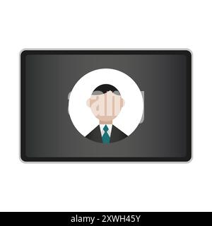 Icône de profil à l'écran. Illustration de caractère minimaliste. Fond gris foncé. Style design simple. Illustration de Vecteur