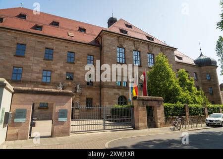 Le palais de justice de Nuremberg abrite la cour d'appel, le tribunal régional, le tribunal local et le parquet, en Allemagne Banque D'Images