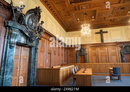 Le palais de justice de Nuremberg abrite la cour d'appel, le tribunal régional, le tribunal local et le parquet, en Allemagne Banque D'Images