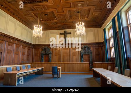 Le palais de justice de Nuremberg abrite la cour d'appel, le tribunal régional, le tribunal local et le parquet, en Allemagne Banque D'Images