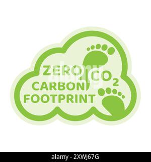 Label zéro empreinte carbone. Autocollant de vecteur d'émissions de co2. Illustration de Vecteur