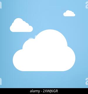 Ensemble de trois nuages collection dans des styles de conception plate, concepts de nuage, élément de nuages, nuages sur fond bleu isolé Illustration de Vecteur