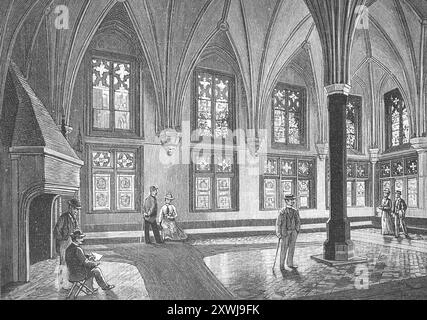 Le Marienburg, Malborku, un château médiéval de l'ordre Teutonique construit au 13ème siècle sur le Nogat, aujourd'hui Pologne. Ici le réfectoire d'été ou salle d'été vers 1880, historique, restauré numériquement reproduction d'un modèle du 19ème siècle, date record non indiquée, Die Marienburg, eine im 13. Jahrhundert erbaute mittelalterliche Ordensburg des Deutschen Ordens an der Nogat, heute Polen. Hier der Sommerremter oder Sommersaal um 1880, Historisch, digital restaurierte Reproduktion von einer Vorlage aus dem 19. Jahrhundert, date du dossier non précisée Banque D'Images