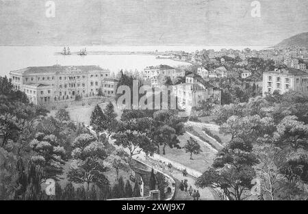 Vue de San Remo en 1898, Italie, historique, restauré numériquement reproduction d'un original du 19ème siècle, date d'enregistrement non indiquée, Ansicht von San Remo im Jahre 1898, Italien, Historisch, digital restaurierte Reproduktion von einer Vorlage aus dem 19. Jahrhundert Banque D'Images