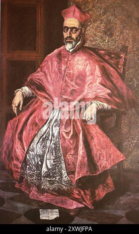 'Peinture d'El Greco, en fait Domínikos Theotokópoulos (* vers 1541 à Candie en Crète ; † 7 avril 1614 à Tolède), photo du cardinal Fernando Nino de Guevara (* 1541 à Tolède ; † 8 janvier 1609 à Séville) était archevêque de Séville (1601-1609) et grand inquisiteur espagnol (1600-1602), historique, reproduction numérisée d'un original du XIXe siècle, date d'enregistrement non indiquée', Gemälde von El Greco, eigentlich Domínikos Theotokópoulos (* 1541 Kauf †. Avril 1614 à Tolède), Bild des Kardinal Fernando Nino de Guevara (* 1541 à Tolède ; † 8. Januar 1609 en S Banque D'Images