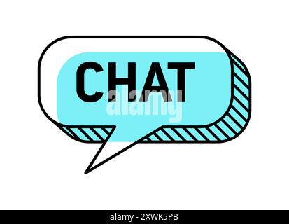 Bulle de discours Memphis et nuage de messages de chat avec texte, modèle vectoriel. Cadre de bulle de message dans le style Memphis dans l'art de ligne mince de dessin animé pour la conversation de chat et parler ou expressions d'émotion de parole Illustration de Vecteur