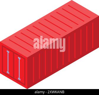 Conteneur rouge debout, vue isométrique d'une boîte métallique pour le stockage et le transport Illustration de Vecteur