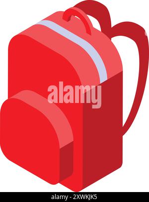 Sac à dos rouge debout, une illustration idéale pour l'éducation et les thèmes de la rentrée scolaire Illustration de Vecteur