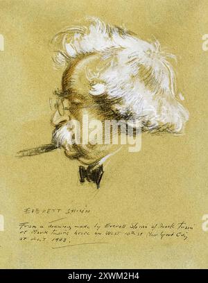 Mark Twain (1835-1910), portrait peint par Everett Shinn, 1903 Banque D'Images