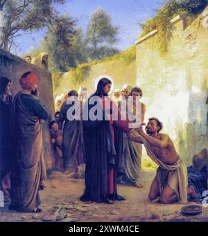 Carl Bloch, Christ Healing the Blind Man, peinture avant 1890 Banque D'Images