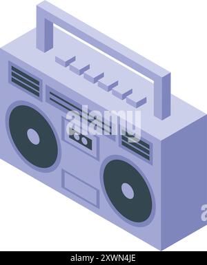 Boombox à l'ancienne joue de la musique, ramenant des souvenirs de l'époque des cassettes Illustration de Vecteur