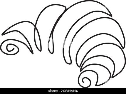 croissant dessiné en une ligne continue sur un fond blanc Illustration de Vecteur