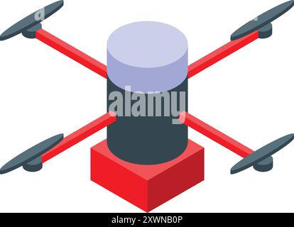 Drone livrant une grosse batterie avec quatre hélices Illustration de Vecteur