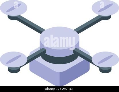 Drone moderne avec quatre hélices est montré dans une vue isométrique, mettant en évidence sa conception et sa fonctionnalité Illustration de Vecteur