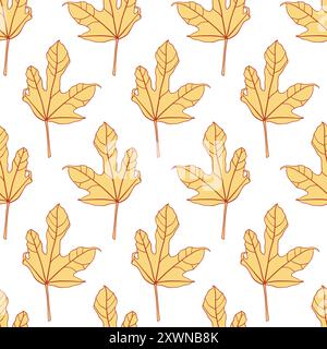 Motif sans couture feuilles d'érable Botany Grape Autumn Illustration de Vecteur