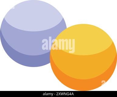 Cette illustration minimaliste présente deux boules simples, une violette et une orange, apparemment flottant dans les airs Illustration de Vecteur
