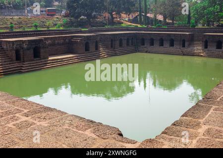 GOA, Inde - 28 février 2024 : un étang dans le vieux Safa Masjid. Un lieu de culte sacré pour les musulmans Banque D'Images