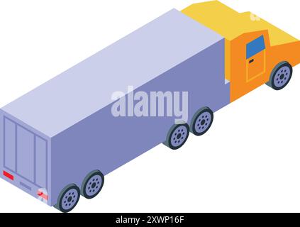 Le long camion remorque transportant des marchandises est représenté en vue isométrique Illustration de Vecteur