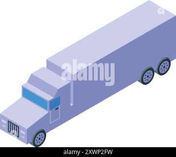 Camion porte-conteneurs pour véhicules longs transportant des marchandises en vue isométrique Illustration de Vecteur