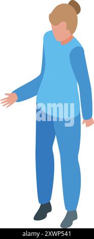 Une professionnelle de santé portant des gommages bleus est debout et fait des gestes avec sa main Illustration de Vecteur