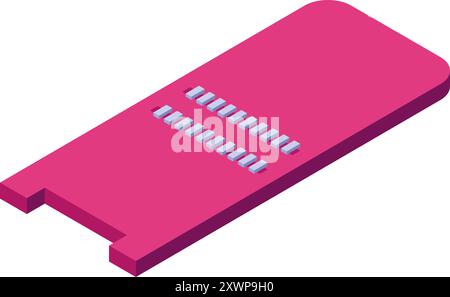 Illustration isométrique de Microchip montrant la puce semi-conductrice pour carte mère, représentant les circuits électroniques dans les dispositifs modernes Illustration de Vecteur