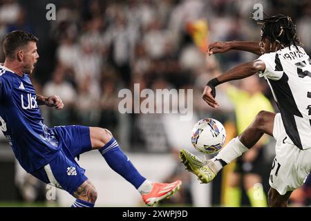 Torino, Italie. 19 août 2024. Pendant le match de football Serie A entre la Juventus et Côme au stade Allianz de Turin, au nord-ouest de l'Italie - lundi 19 août 2024. Sport - Soccer . (Photo de Marco Alpozzi/Lapresse) crédit : LaPresse/Alamy Live News Banque D'Images