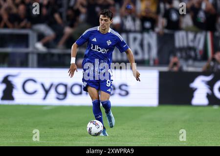 Turin, Italie. 19 août 2024. Federico Barba de Côme en action lors du match de Serie A entre la Juventus FC et Côme au stade Allianz le 19 août 2024 à Turin, Italie . Crédit : Marco Canoniero/Alamy Live News Banque D'Images