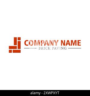 Lettre J logo d'aménagement paysager avec concept de pavage de briques Illustration de Vecteur