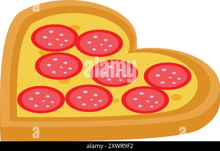 Pizza en forme de coeur avec pepperoni pour la saint-valentin ou tout autre événement romantique Illustration de Vecteur