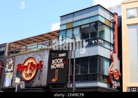 Hollywood, Californie : Hard Rock Cafe sur Hollywood Blvd, Walk of Fame Banque D'Images