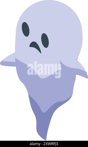 Triste fantôme de bande dessinée flottant avec les bras tendus illustration isométrique Illustration de Vecteur