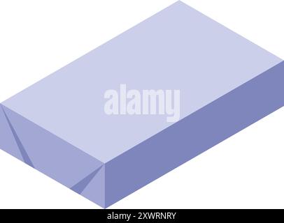 Maquette de boîte en carton rectangulaire fermée couchée, présentée dans une vue isométrique Illustration de Vecteur